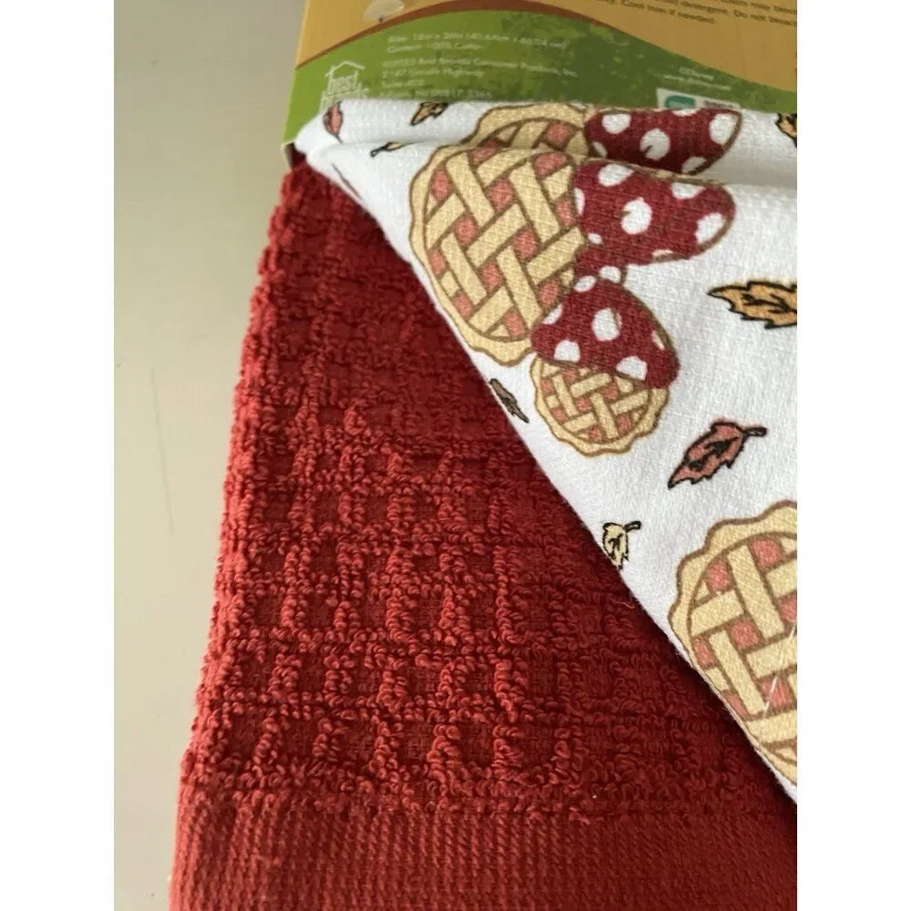 3 Pack Disney Mickey Minnie Mouse Autumn Fall Pie Leaves Kitchen Towels 16 X 26”